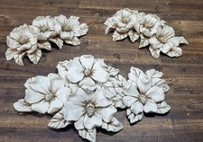 Vintage 3D Raised Floral Chalkware Wall Plaques Needs Hangers Lot Of 3 picture