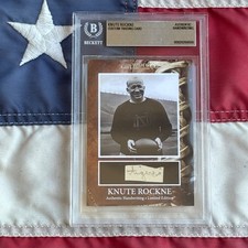Knute Rockne Beckett Encapsulated Handwriting Removed from Notre Dame Textbook picture
