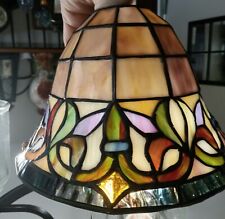 Vintage Tiffany Style Stained Slag Glass Dome Lamp Shade 8.5in. Bell Shape  picture