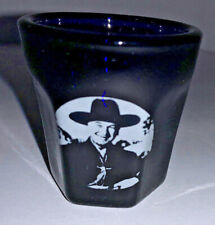 Vintage HOPALONG CASSIDY Cobalt Blue Shot Glass with Swirl Glass Mark picture