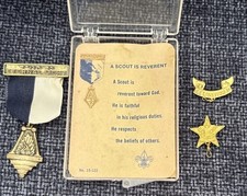 Vintage BSA Ner Tamid Jewish Boy Scout Award Medal Named Certificate Judaica picture