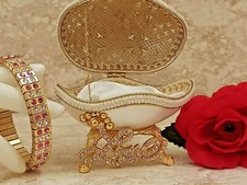 Faberge Egg Music Trinket Box Anniversary Birthday Gift Women Lady 24k Gold HM picture