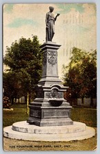 Galt Ontario Hebe Fountain High Park Greek Goddess Youth Postcard ON Posted 1910 picture