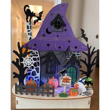 World Market 2022 Light-Up Wooden Haunted House Halloween Decor picture