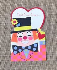 Ephemera Vintage Buzza Cardozo Valentines Day Card Clown Heart Bright Colors picture