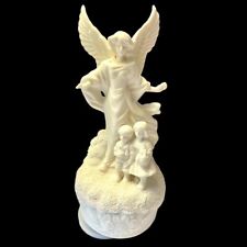 Music Box, Guardian Angel with Girl Boy Roses Ceramic Bisque Unknown Tune picture
