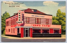 Vintage Minnesota Postcard BRAINERD Vans Cafe Restaurant 1955 picture