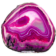Large Pink Agate Crystal Slice  Natural Banding and Orbs 828g 23 x 22   + Stand picture