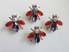 Outstanding Czech Vintage Glass Rhinestone Buttons  Red & Purple   FLIES picture