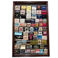 Vintage Matchbook Display Case Wood Wall Frame Lot 50+ Winston Hotel Cars Sports picture