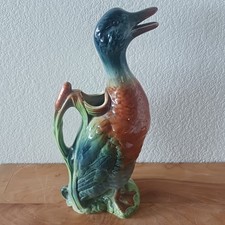Antique French Majolica Mallard Duck Pitcher Saint Clement picture