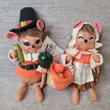 Annalee 2009 Pilgrim Boy Mouse & Pilgrim Girl Mouse Thanksgiving New Holidays picture