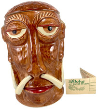 Mr Bali Hai Headhunter Tiki Mug Shelter Island San Diego Concave OMC Lid Receipt picture