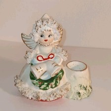 Commodore Japan Christmas Angel Candle Holder Spaghetti Trim Vintage Replacement picture