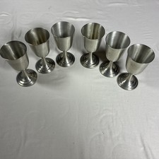 Americana Pewter Eagle mark Wine/Drinking Goblets Set of 6 one has small flaw picture