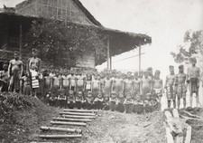 Borneo Dayak Tribal Group Indonesia Headhunters Village People Vtg. Photo 19thC. picture