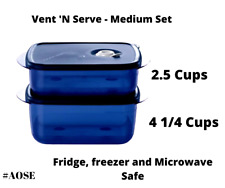 Tupperware VENT 'N SERVE Medium 2 Piece Set  for Microwave Indigo picture