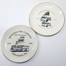 2 Vintage Diamond Fire Company Walnutport Pa Commemorative Souvenir Plates picture