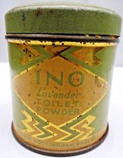 Vintage INO Toilet Powder Lavender Advertising Tin England Nottingham Collectibl picture