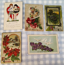 Lot of 5 Antique Holiday Postcards 1907-1915 Christmas Easter Valentine Embossed picture
