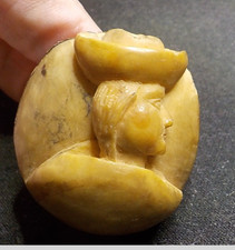 Vintage Hand Carved Tagua Nut ethnic woman's head bust vintage picture