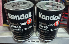 Vintage Kendall Motor Oil Cardboard Can Superb 100 10w-40 Full Pair picture