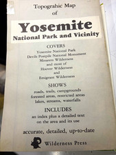 Wilderness Press Yosemite National Park & Vicinity Topographic Map 1982 picture