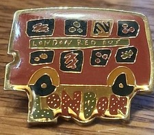 London England Red Bus Double Decker Enamel Souvenir Lapel Pin picture