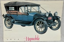 Vintage 1969 Calendar Print 1914 Hupmobile Jerome Biederman Automotive Art (2 pc picture
