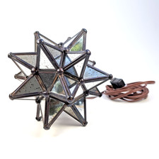 Vintage Moravian Star Hanging Light Mirrored Mercury Glass Celestial Iridescent picture