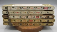 Vintage Carpenter Folding Ruler Lot of 5 - Lufkin Brass Caliper Tested 72 Inch picture