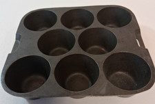 Wagner Ware Cast Iron Muffin Pan 8 Cup 1336 R Black Vintage Bakeware Kitchen picture