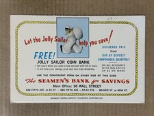 Postcard Seamen's Bank for Savings Jolly Sailor Coin Bank Ship Advertising NYC picture