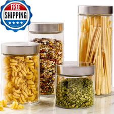 Le'Raze 4Pc Canister Sets For Kitchen Counter Or Bathroom Labels Marker Glass picture