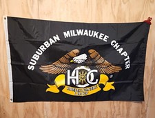 NOS Vintage Harley Davidson HOG Flg Suburban Milwaukee Chapter Banner Sign 57x34 picture