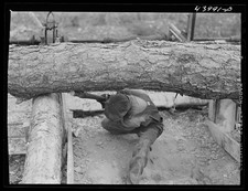 Photo:Heard County Georgia 1941 Sawmill Worker Handling Log Lumber picture