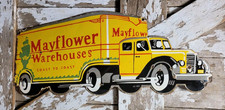 VINTAGE MAYFLOWER PORCELAIN SIGN OLD TRUCKING MOVING TRACTOR TRAILER SERVICES picture