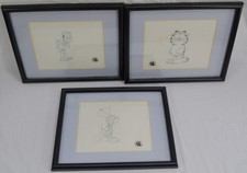 3 Garfield Odie Jon Arbuckle 1995 Paws Original Animation Production Art Drawing picture