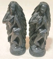 Pair Of Cocojoe's Hawaiian Hula Dancer Lava Figurines 4.5