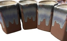 MCM Rodolpho Padilla 4 Drip Glaze Earthenware Stacking Mugs Cups W Stand Signed picture