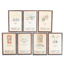 CYRIL KENNETH BIRD Fougasse WW2 C 1940s Careless Talk Cost Lives 7 Lithographs picture