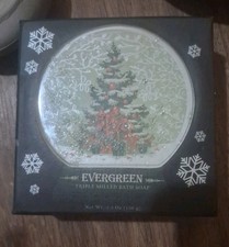 Evergreen Tripple Milled Bath Soap Michel Design Works Snow Globe Christmas New picture