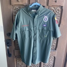 Venturing BSA Boy Scouts Adult Large Green Short Sleeve Uniform Shirt w/ Patches picture