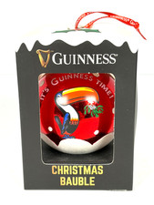 Brand New Guinness Beer Christmas Bauble - Red Toucan Glass Ornament (NIB) picture
