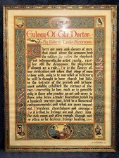 Robert Louis Stevenson Lithograph Poem Eulogy Of The Doctor C-1890 16.75”x12.75” picture