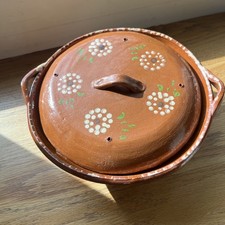 Mexican Cazuela de Barro Red Clay Cooking Pot w/Lid Terracotta Handmade Pottery picture