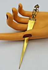 AHARON BEZALEL Brutalist BRONZE Mid Century Zodiac Sculpture Virgo Letter opener picture