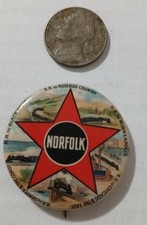 Antique Original 1900 Norfolk Railroad Pinback Button Railroad Train picture