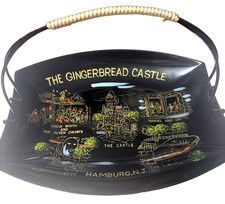 Gingerbread Castle Park Tray Basket Black Plastic w/ Handle Hamburg NJ NOS Vint. picture