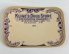 NOS 1920s-1930s Prescription Drug Pharmacy Paper Label Kline's Drugs Reading PA picture